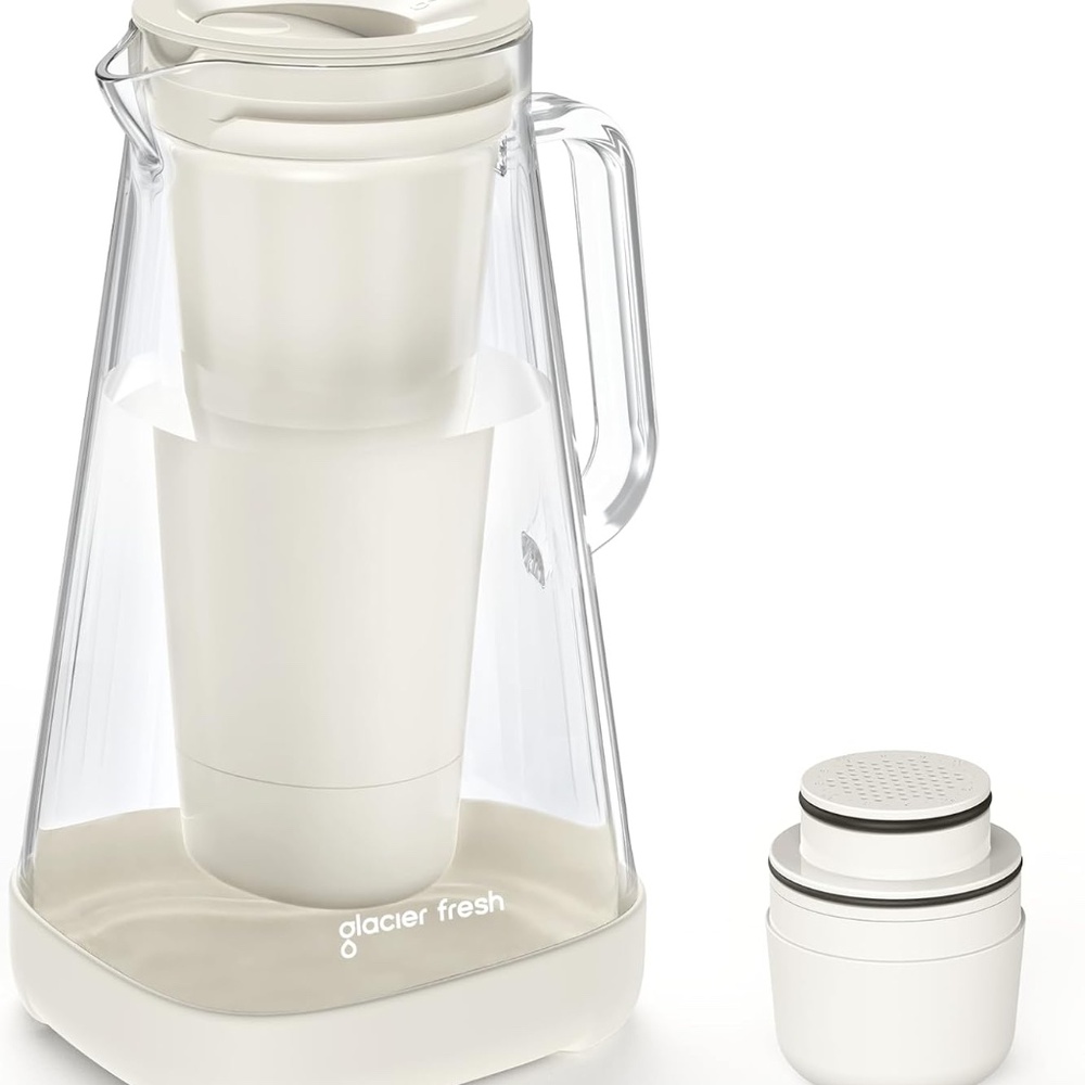 GLACIER FRESH 10-Cup Glass Water Pitcher 5-Stage Filter BPA-Free Carafe NIB